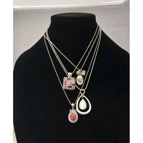 Unbranded Fashion costume Silver-tone Pendant Chain Necklace Lot Of 4 - Picture 2 of 7